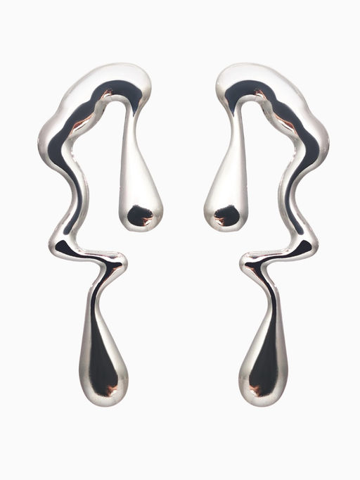 Гарнитур 2 предмета: кулон, серьги Капли таяние, цвет серебро