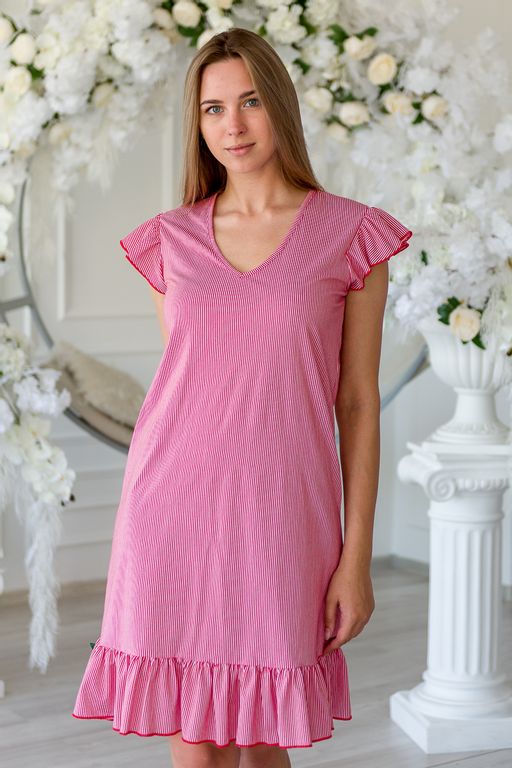 Платье женское из кулирки Элиза красно-белые полосы - Амадэль фото 8