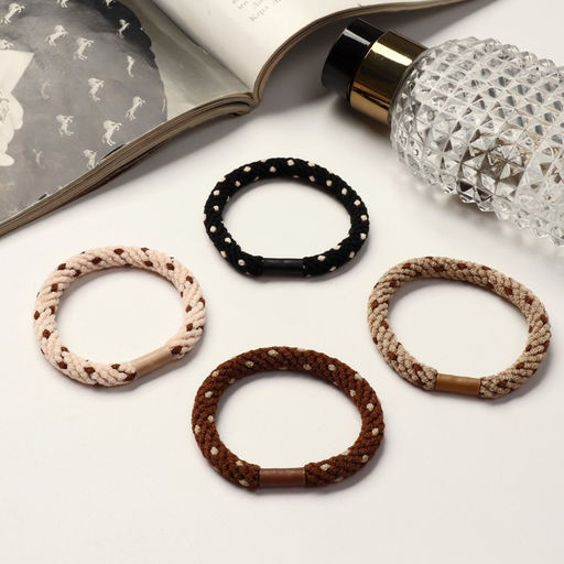 Цена за 10 шт. Резинка для волос «Спорт люкс», плетение пятнышки, 5 см, МИКС