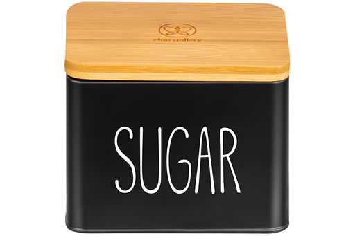 Емкость для хранения 1,5 л 14*11*11 см SUGAR с деревянной крышкой, черная - Elan gallery фото 4
