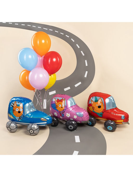 Воздушный шар фольгированный 3D 29" «Три Кота. Компот в машине»