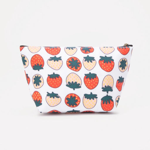 Косметичка на молнии женская, с цветным подкладом, с принтом, белая/разноцветная