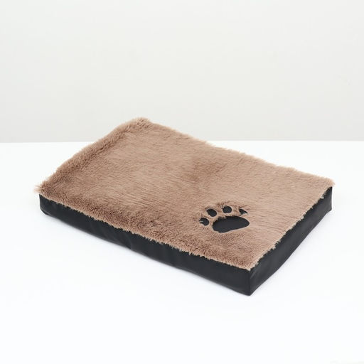 Перина прямоугольная мех, экокожа, периотек, 60 х 40 х 10 см, коричневый - Пижон фото 3