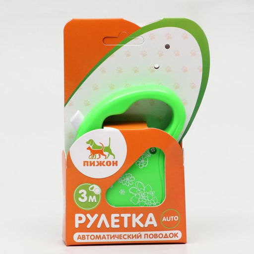 Рулетка Цветы, 3 м, до 10 кг, зелёная - Пижон фото 4