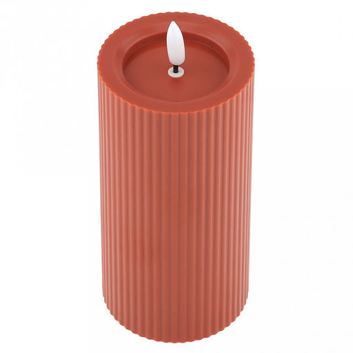 Свеча интерьерная, светодиодная на батарейках д7,4см h15(17,5)см, свет теплый, с мерцанием, матовый пластик, цвет красный, питание от 2-х батареек АА (в комплект не входят) (Китай)