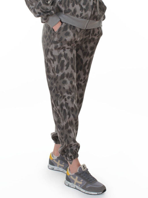 869-3 GRAY/LEOPARD Костюм спортивный зимний женский (95% хлопок, 5% полиэстер)
