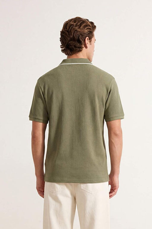 Haki Regular Jakarl_ Kuma_ Triko Bant Polo Yaka T-shirt TMNSS26PO00020 - Trendyolmilla фото 2