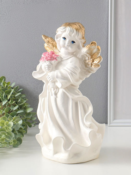 Фигура "Ангел в платье" большой" перламутр 36х19х18 см