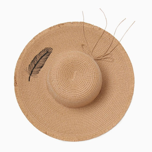 Шляпа женская MINAKU, цвет светло-коричневый, размер 58, принт перо