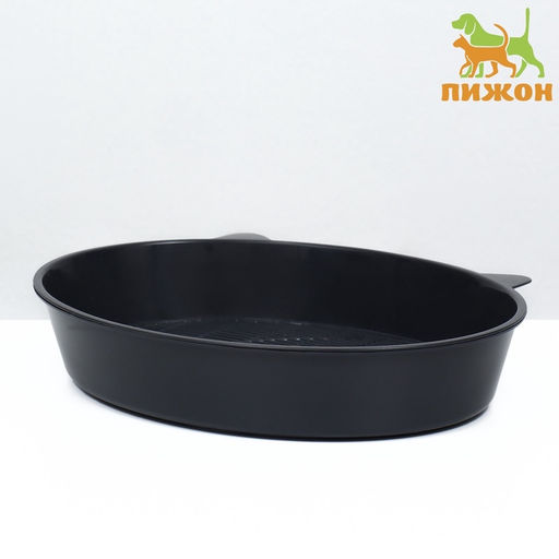 Туалет для кошек «Киса, 36×27×6 см, с сеткой, пластик, серый микс