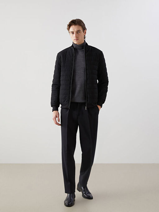 Slim Fit Dik Yaka Erkek Mont
