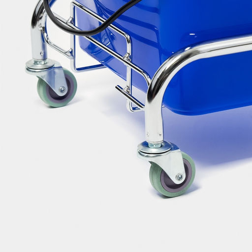 Тележка уборочная одноведерная с вертикальным отжимом и сеткой, синее ведро 25 л, хромированная рама