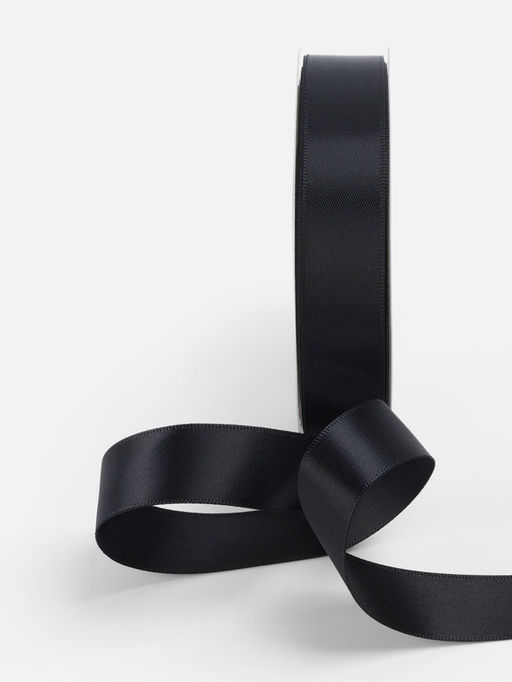 Лента атласная TEIRA, двухсторонняя, 20 мм, 25±1 м, чёрная №0030