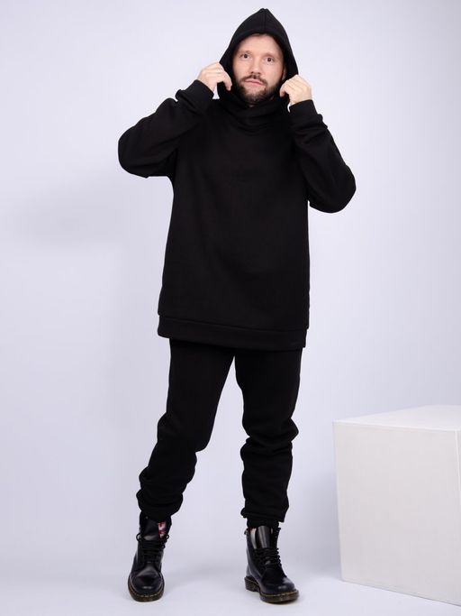 Костюм Грей черный, футер начес - Малина фото 12