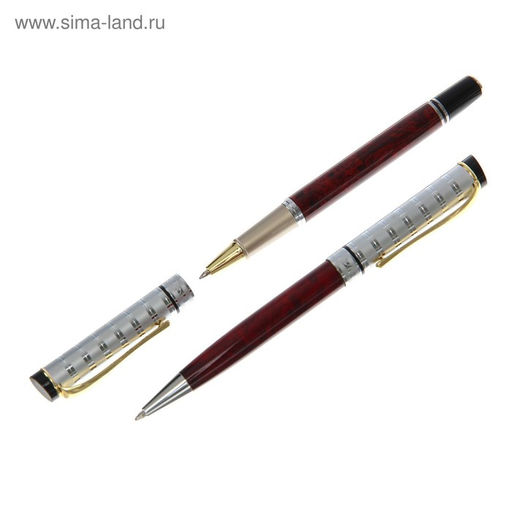 Ручки подарочные Calligrata «Престиж» 2 шт.: капиллярная, шариковая поворотная, в кожзам футляре, мрамор