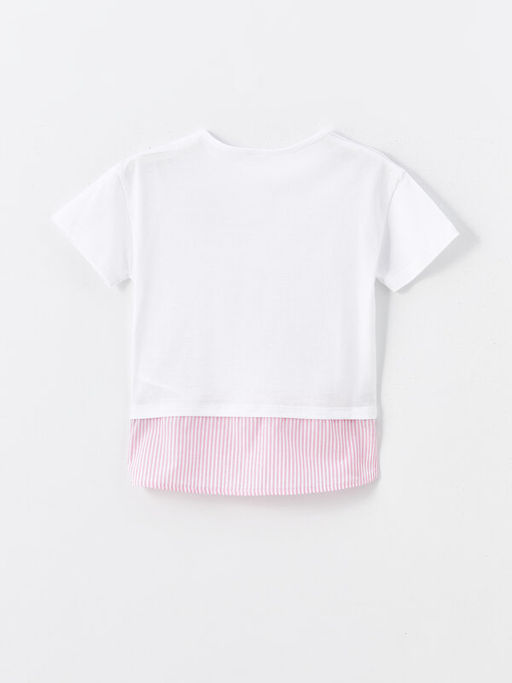 Bisiklet Yaka K?sa Kollu Bask?l? K?z Bebek Ti??rt - Waikiki фото 2