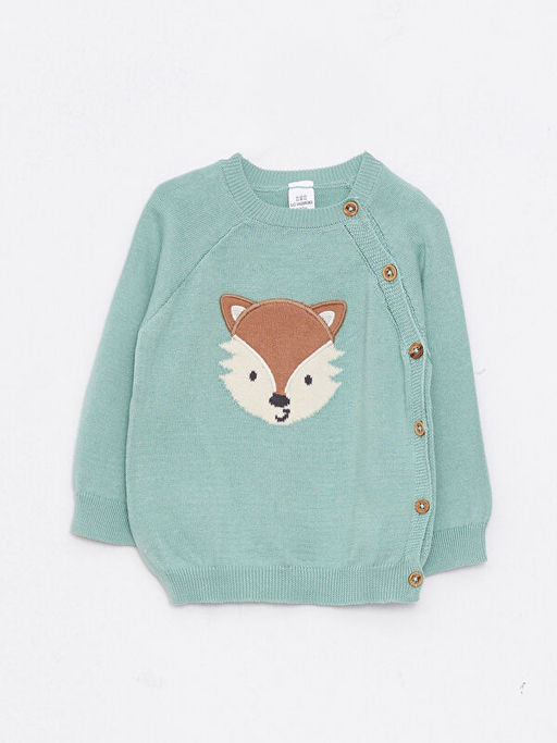 Bisiklet Yaka Uzun Kollu Desenli Erkek Bebek Triko H?rka ve Pantolon 2li Tak?m - Waikiki фото 2