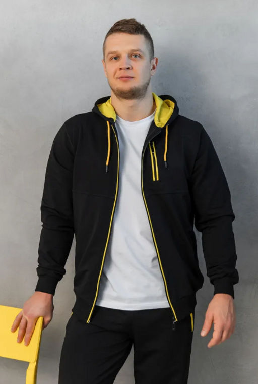 Утепленный костюм Футер 3-х ниточный М-1617: Чёрный / Жёлтый - Relay фото 14