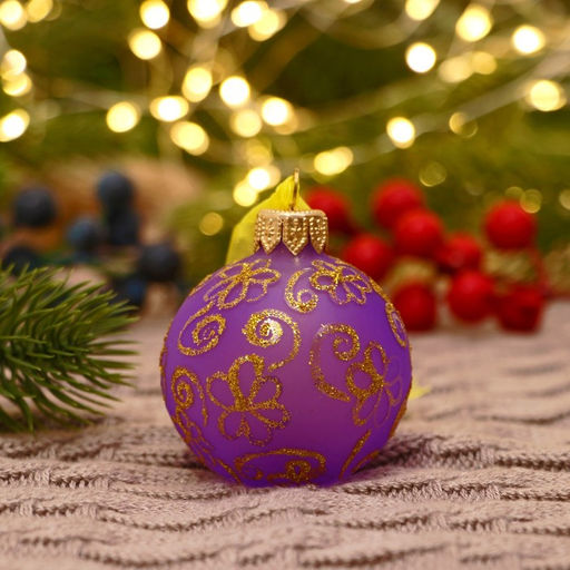 Ёлочный шар d=5 см Блестящи ромашки ручная роспись