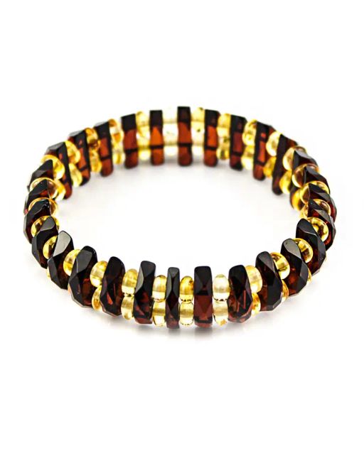 Браслет из янтаря Мандарин. Алмазная грань контрастный - Амберхолл фото 5