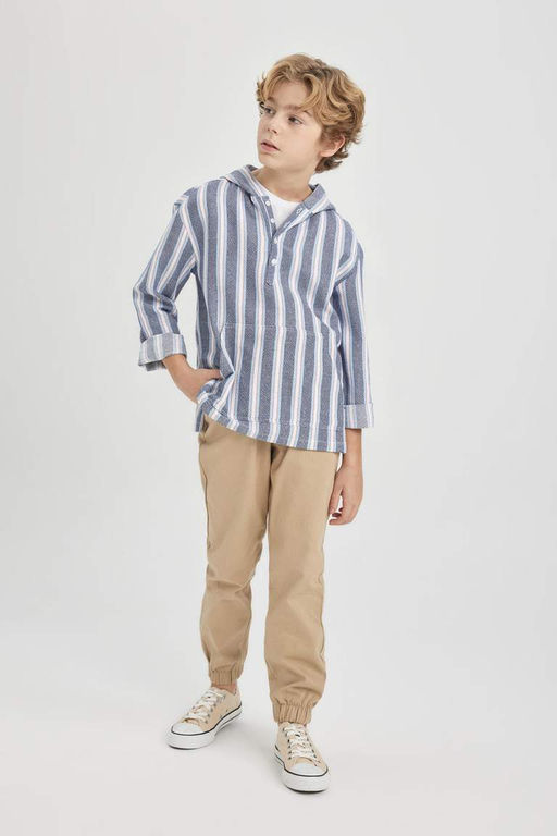 Рубашка с капюшоном и длинным рукавом для мальчика - Defacto фото 4