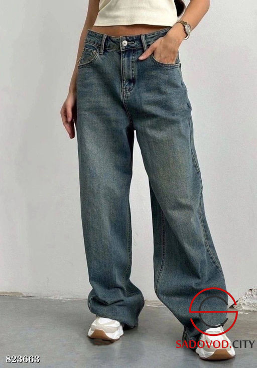 Джинсы трубы с высокой посадкой