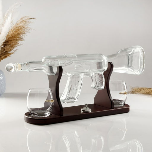 Мини-Бар Автомат, на подставке, на 2 персоны, штоф - 800 мл, стаканы 330 мл, 53?7?23 см, стекло, дерево