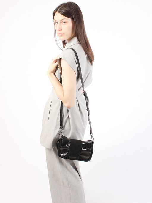 LACCOMA сумка Y2298-2-черный натуральная замша, натуральная кожа полиэстер фото 12