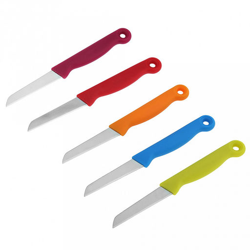 Нож для овощей 68мм, лезвие из нержавеющей стали, цветная пластмассовая ручка с отверстием Ритм (Китай) Цена указана за штуку. В блистере 5 штук. - Домашняя мода фото 2
