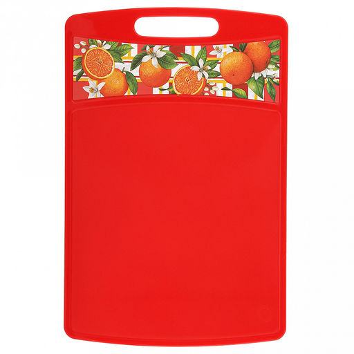 Доска разделочная пластмассовая Bergamo 33,5х22х0,4см, прямоугольная, с декором Сицилия, красный (Россия)