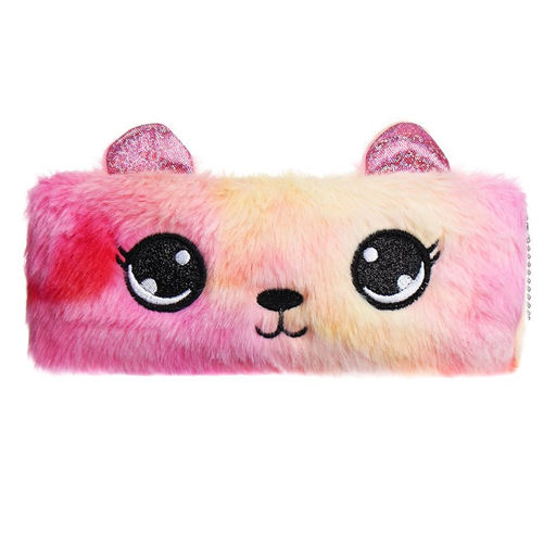 Пенал школьный меховой на молнии Calligrata «Мишка», пушистый, с ушками, МИКС