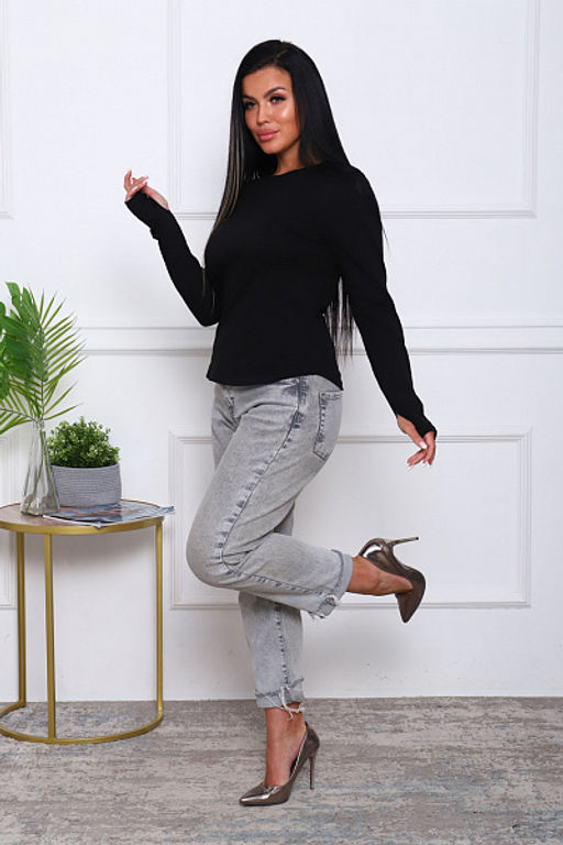 Лонгслив, кофта с длинным рукавом, черный (913-1)