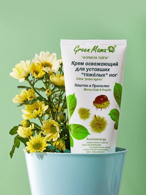 Крем освежающий для уставших тяжелых ног Каштан и Прополис 170 мл - Green mama фото 2