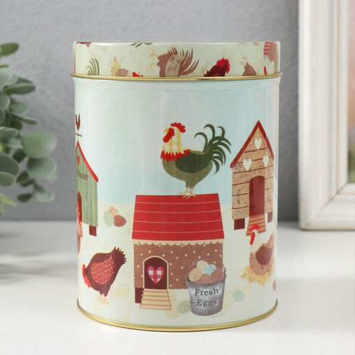 Шкатулка металл цилиндр Курятник набор 3 шт 7,5х7,5х10,7 9х9х12,7 10,5х10,5х13,5 см - Simaland фото 4
