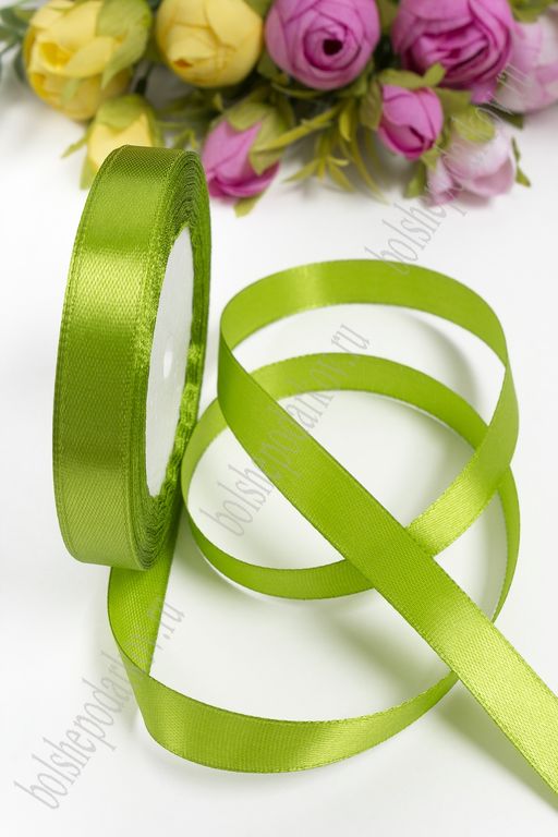 Лента атласная 1,2 см*25 ярд (10 бобин) SF-1360, фисташковый №184