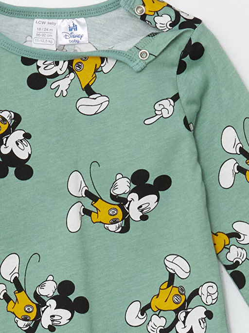 Bisiklet Yaka Uzun Kollu Mickey Mouse Bask?l? Erkek Bebek Pijama ?st