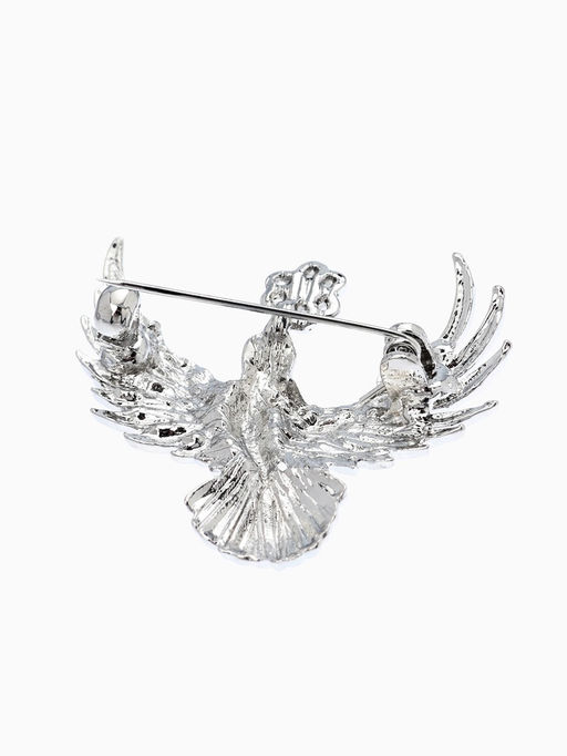 Брошь "Калибри с цветком", цвет белый в серебре