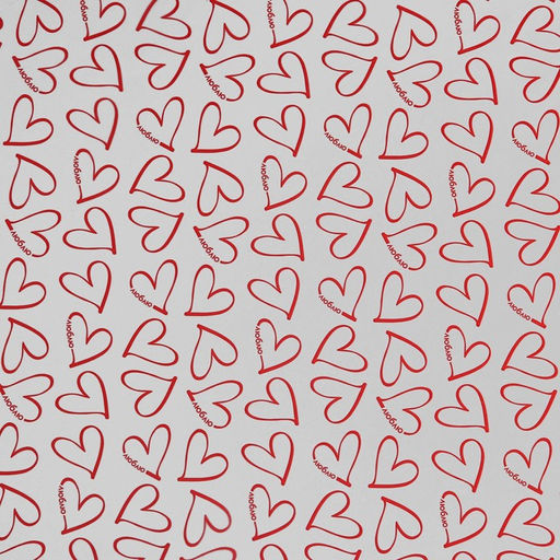 Плёнка для цветов упаковочная глянцевая прозрачная Сердца, красные, 0.6?10 м