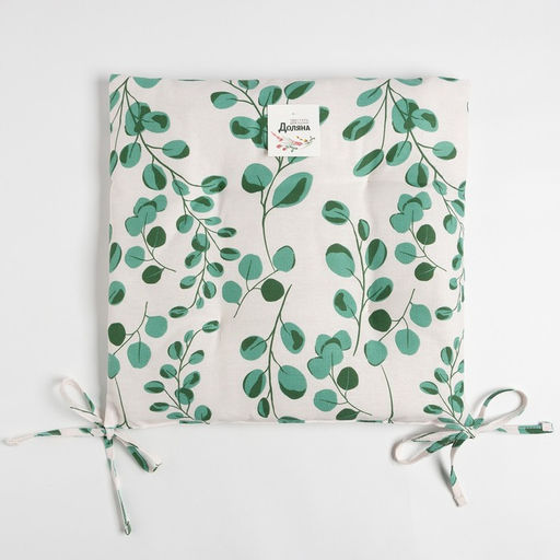 Сидушка на стул Доляна Эвкалипт 42х42 см, 100% хлопок, рогожка 164 г/м2  фото 4