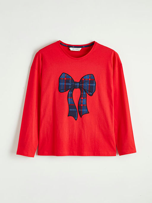 Fiyonk Bask?l? Kad?n Pijama ?st?