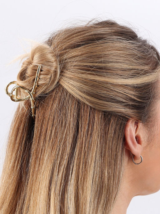 Крабик для волос «Валери», бамбуковая петелька, 7.5 см, золото