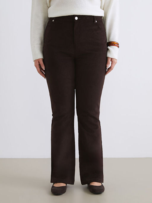 Dar Fit ?spanyol Pa?a Kadife Kad?n Pantolon