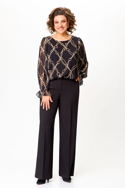 Блуза Swallow 803.2 черный+серебряный узор фото 758