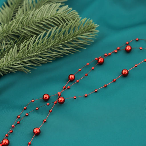 Цена за 3 шт. Бусы на ёлку 2 м d=7 мм Бусины нити красный - Зимнее волшебство фото 2