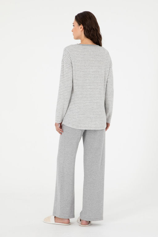 Женский пижамный комплект серого меланжевого цвета Неожиданная скидка в корзине - U.s. polo assn фото 4