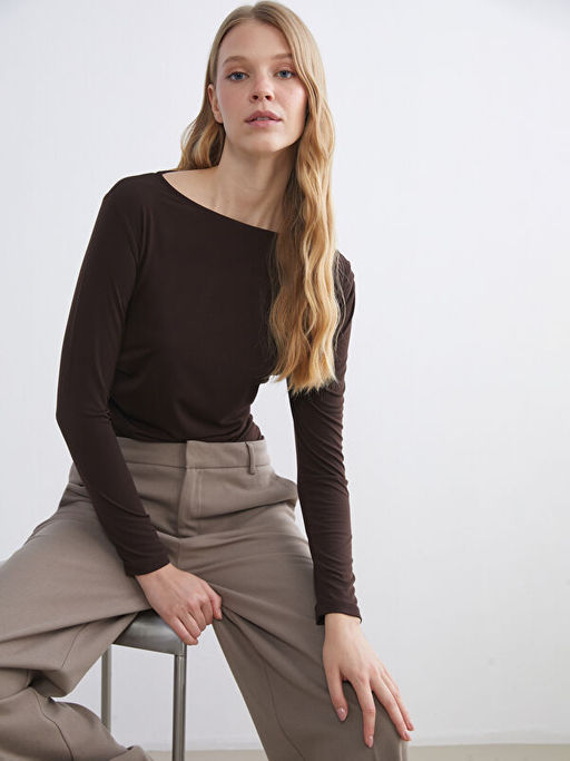 Kay?k Yaka B?zg?l? Bluz