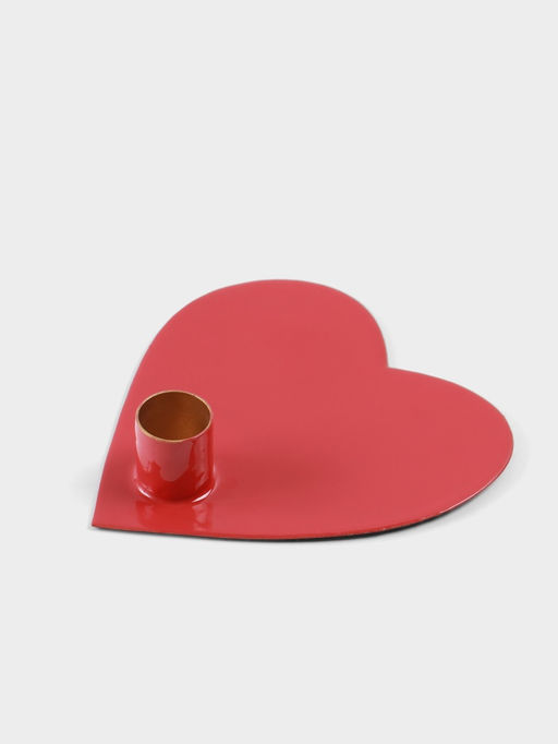 Подсвечник на 1 свечу в форме сердца Love is, 12.5?12.5?3 см, красный