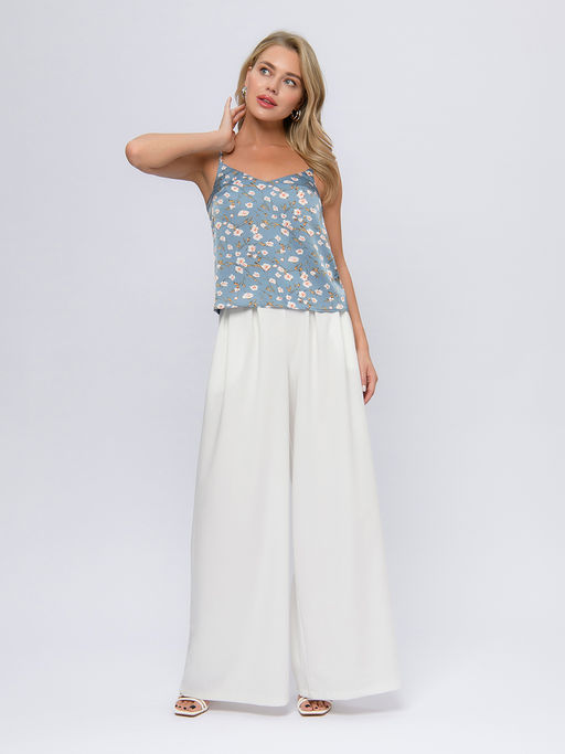 Топ голубой с принтом на бретелях - 1001dress фото 2