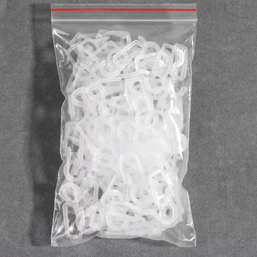 Цена за 100 шт. Крючок для штор, на кольцо, 35×15 мм, прозрачный