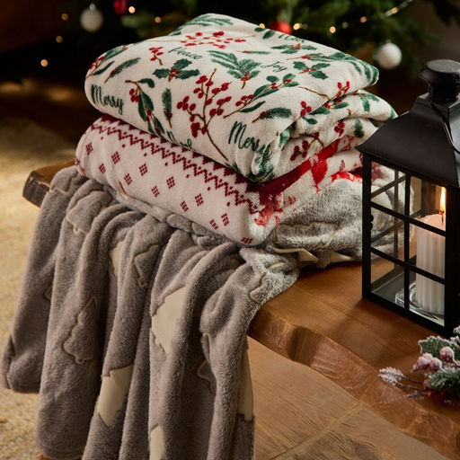 Плед светящийся в темноте «Этель. Елочки», 180×200 см, корал-флис